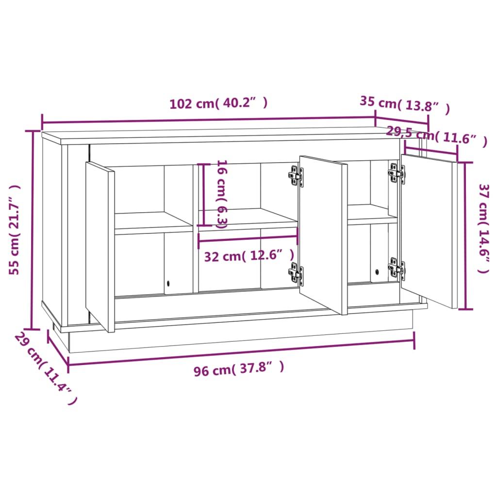 Sideboard White 102x35x55 cm Engineered Wood
