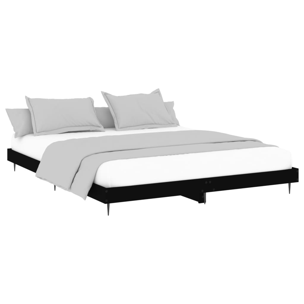 Bed Frame without Mattress Black 150x200 cm Engineered Wood