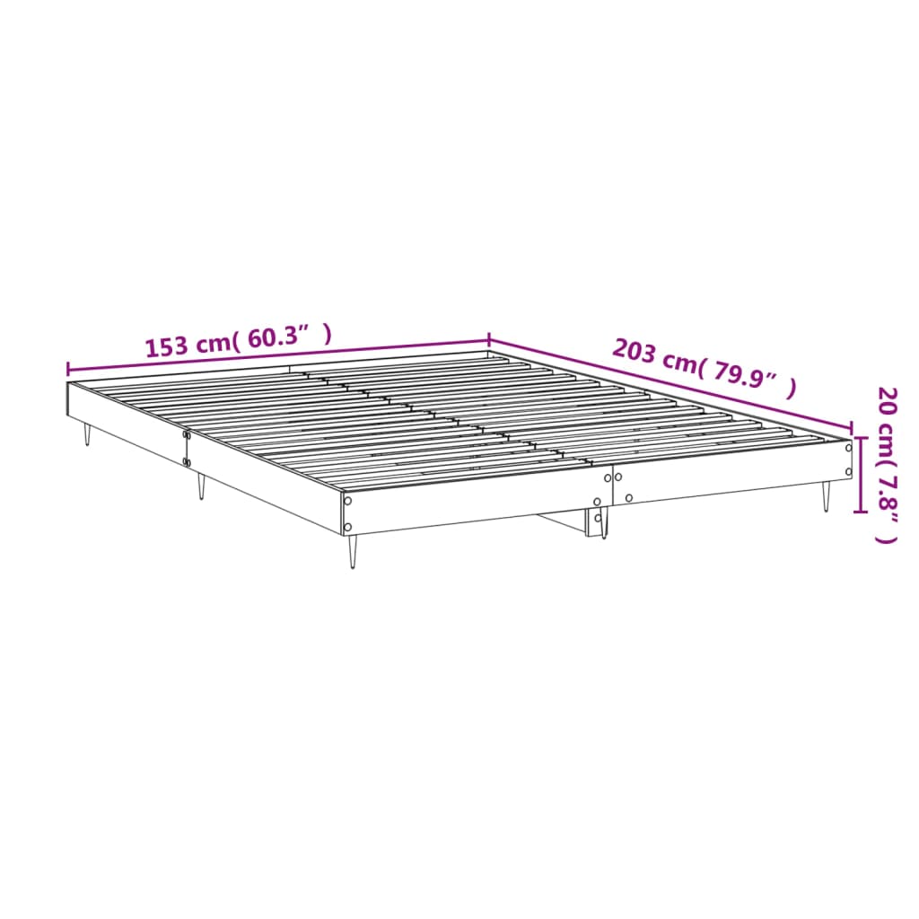 Bed Frame without Mattress Black 150x200 cm Engineered Wood
