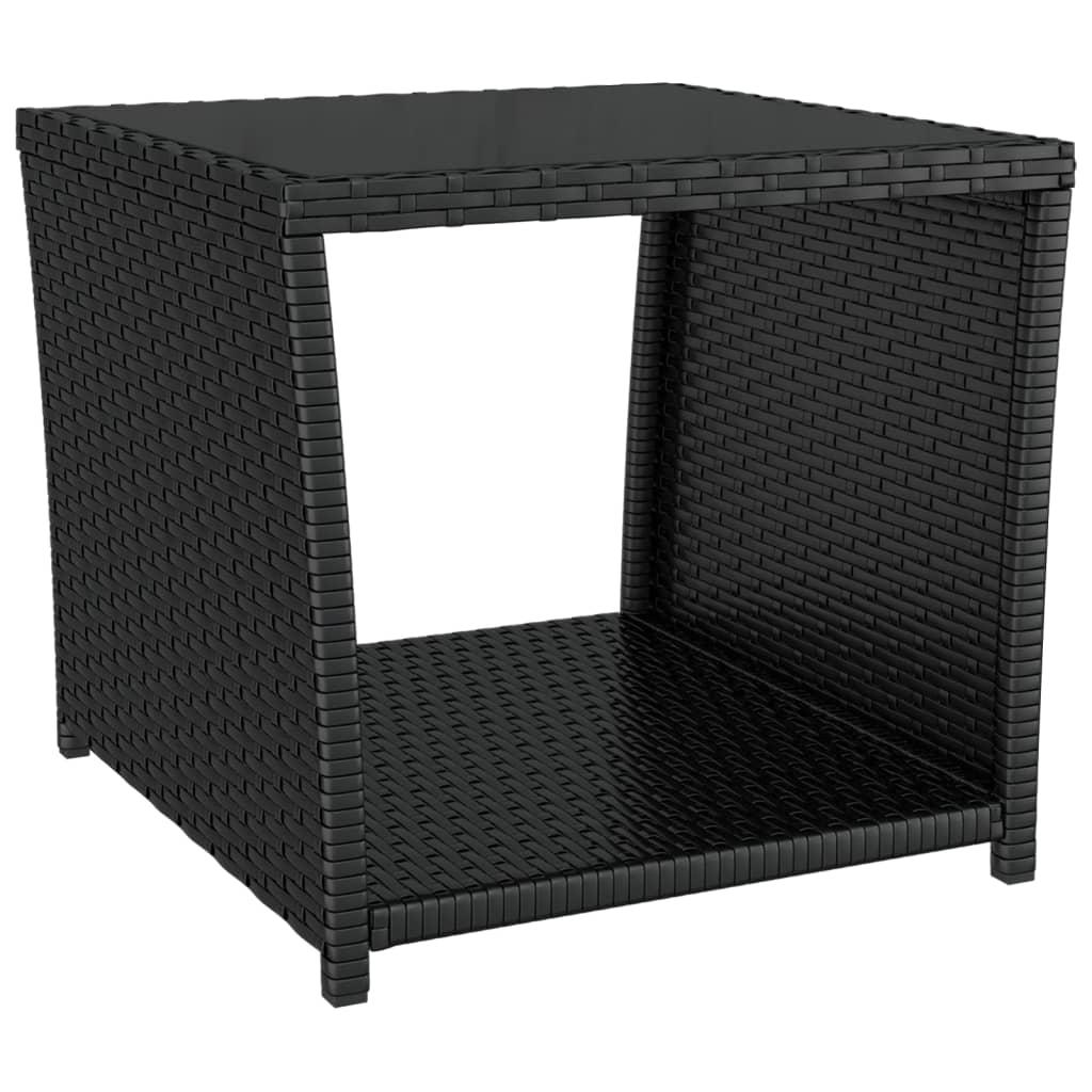 2 Piece Garden Lounge Set Black Poly Rattan&Steel