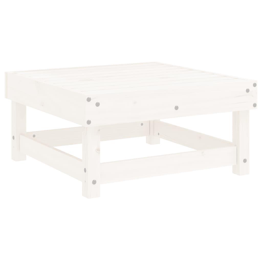 Garden Footstool with Cushion White Solid Wood Pine