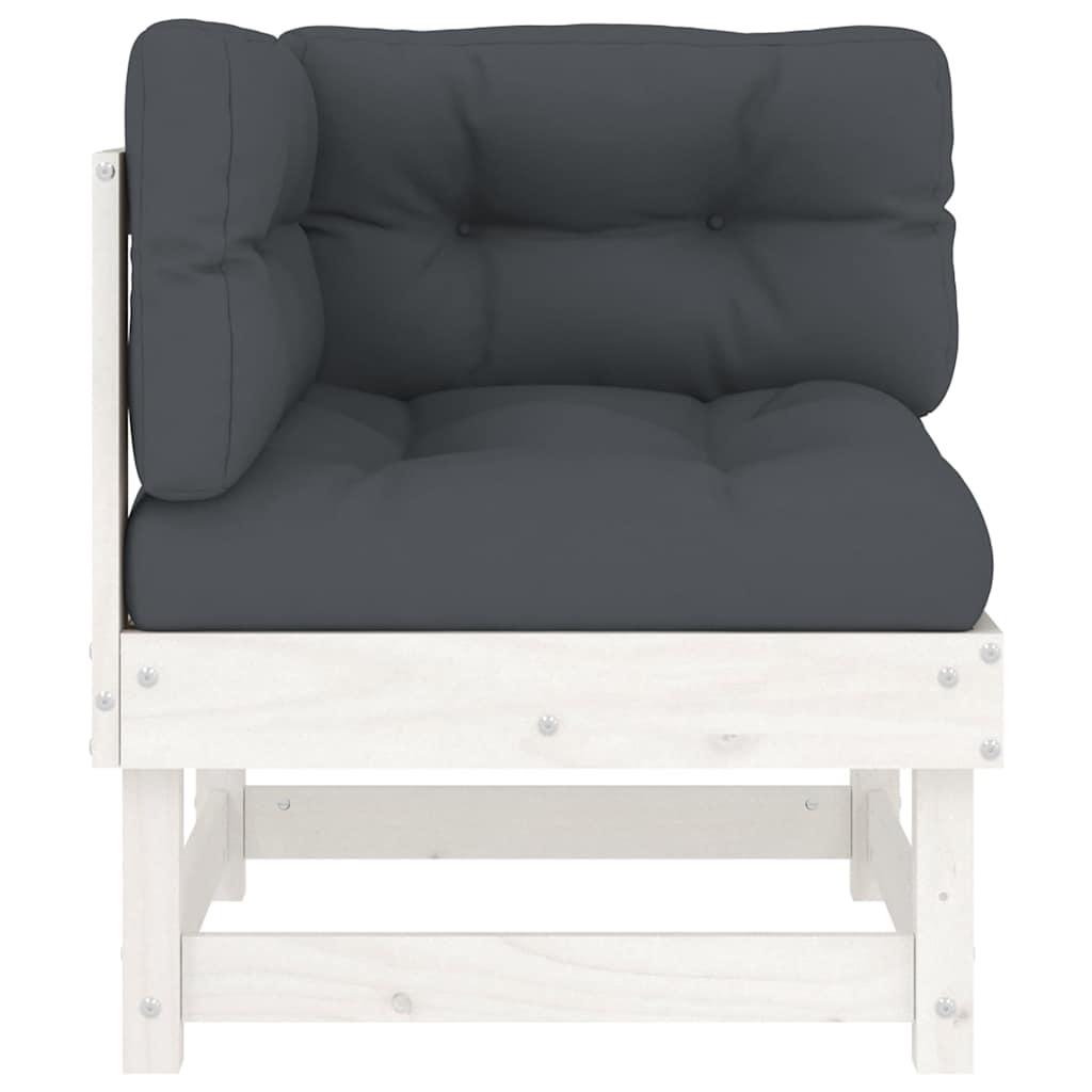 Corner Sofas with Cushions 2 pcs White Solid Wood Pine