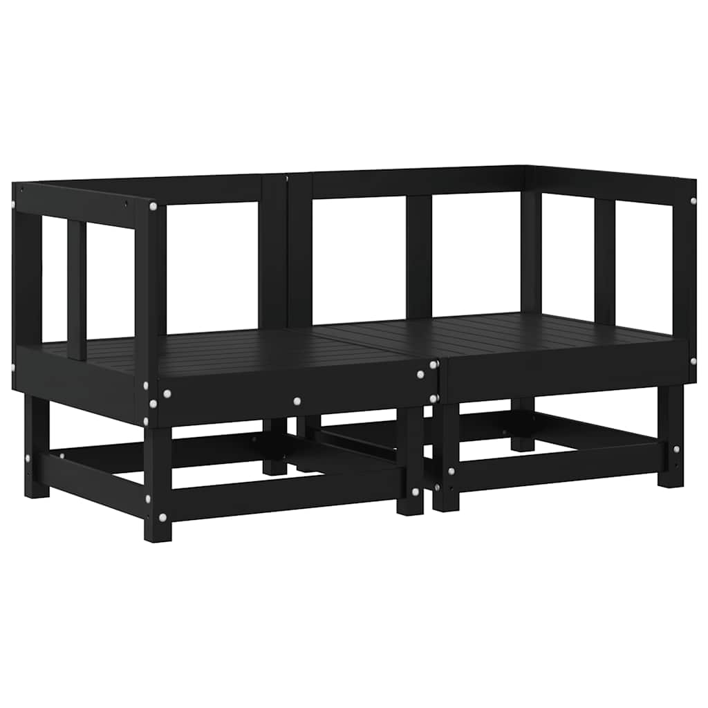 Corner Sofas with Cushions 2 pcs Black Solid Wood Pine