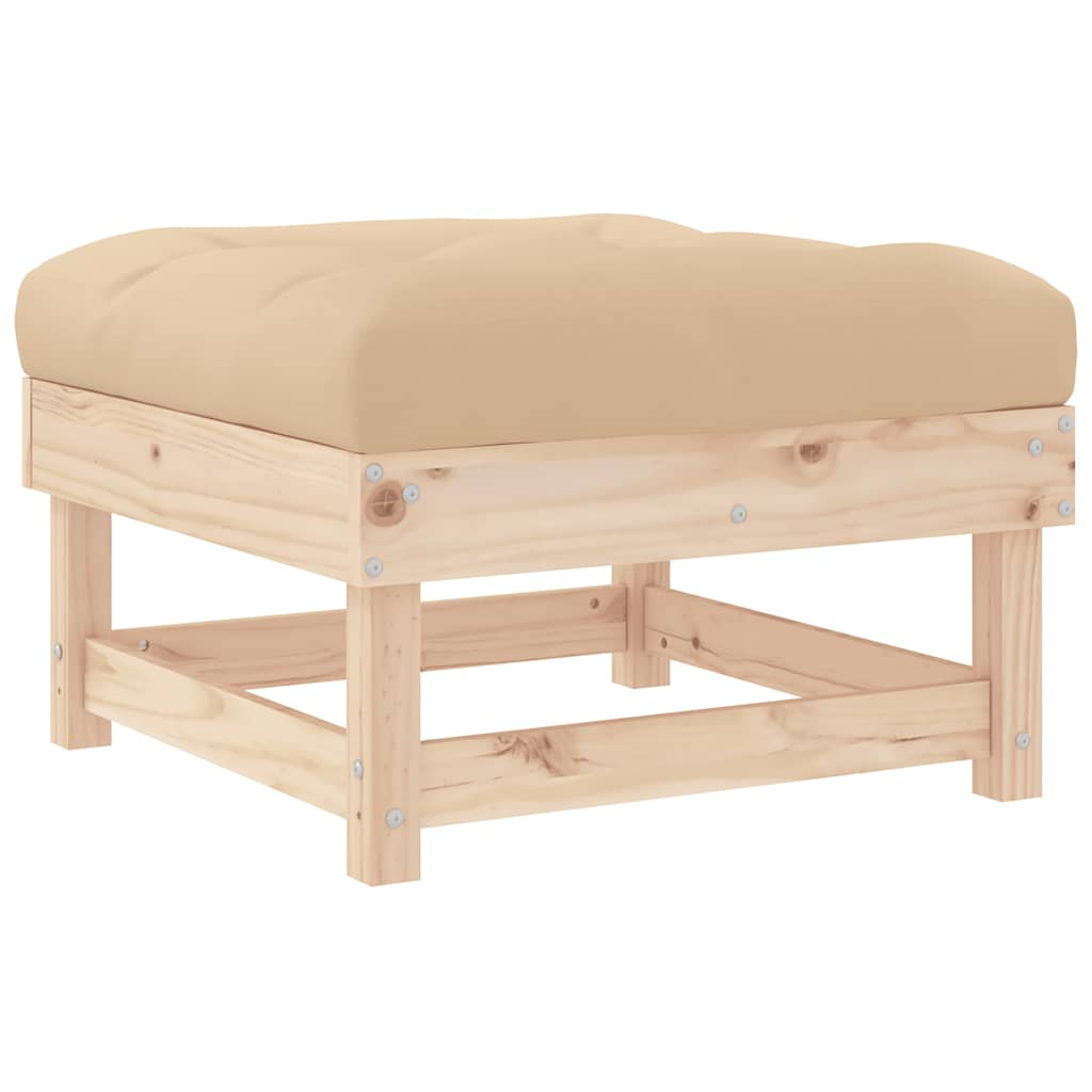 Garden Footstools with Cushions 2pcs Solid Wood Pine