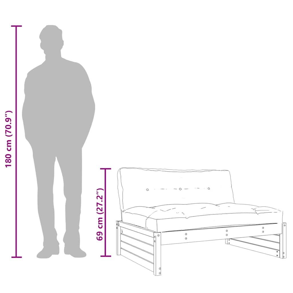 Middle Sofa Black 120x80 cm Solid Wood Pine