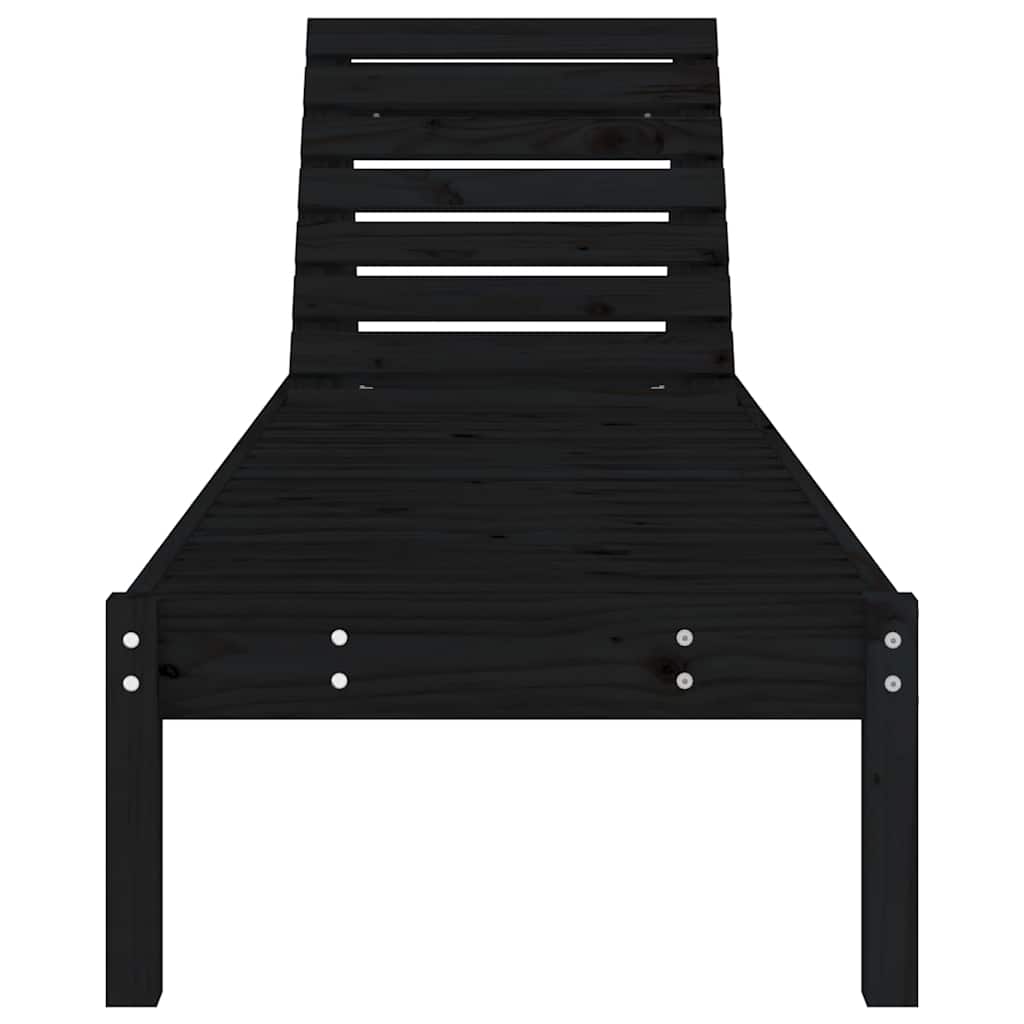 Sun Loungers 2 pcs Black 199.5x60x74 cm Solid Wood Pine