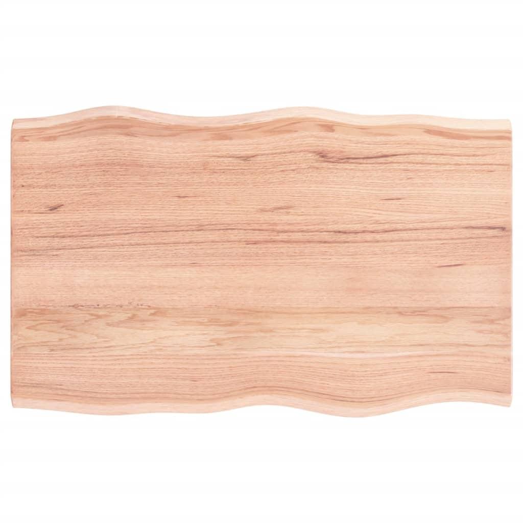 Table Top Light Brown 80x50x2 cm Treated Solid Wood Oak Live Edge