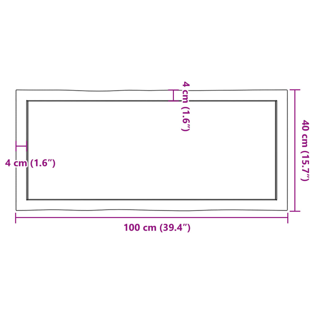 Table Top Light Brown 100x40x(2-4) cm Live Edge