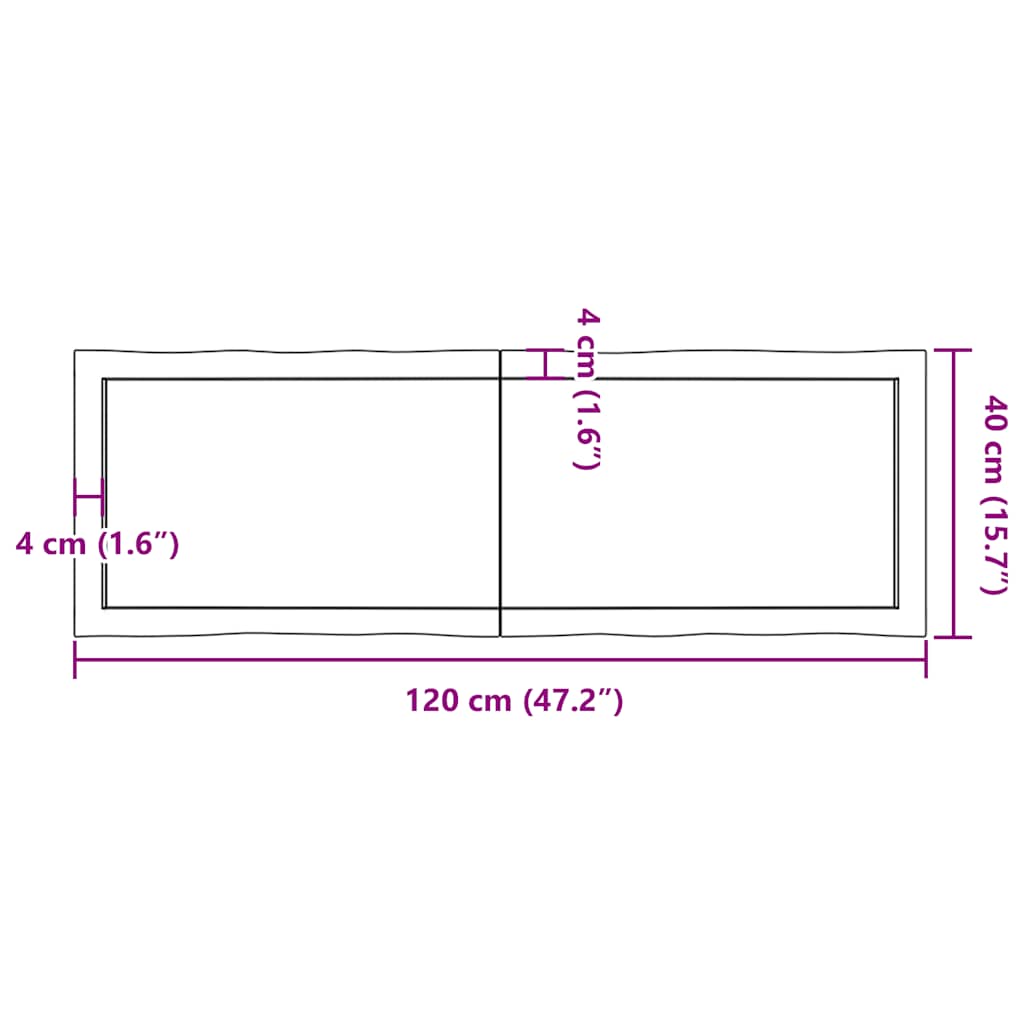 Table Top Light Brown 120x40x(2-4) cm Live Edge
