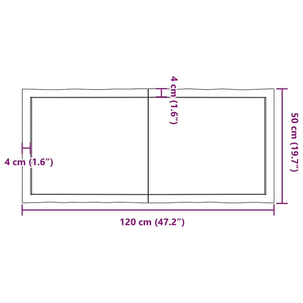 Table Top Light Brown 120x50x(2-6) cm Live Edge