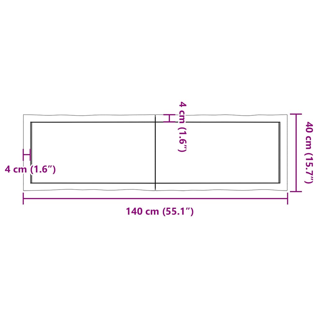 Table Top Light Brown 140x40x(2-4) cm Live Edge