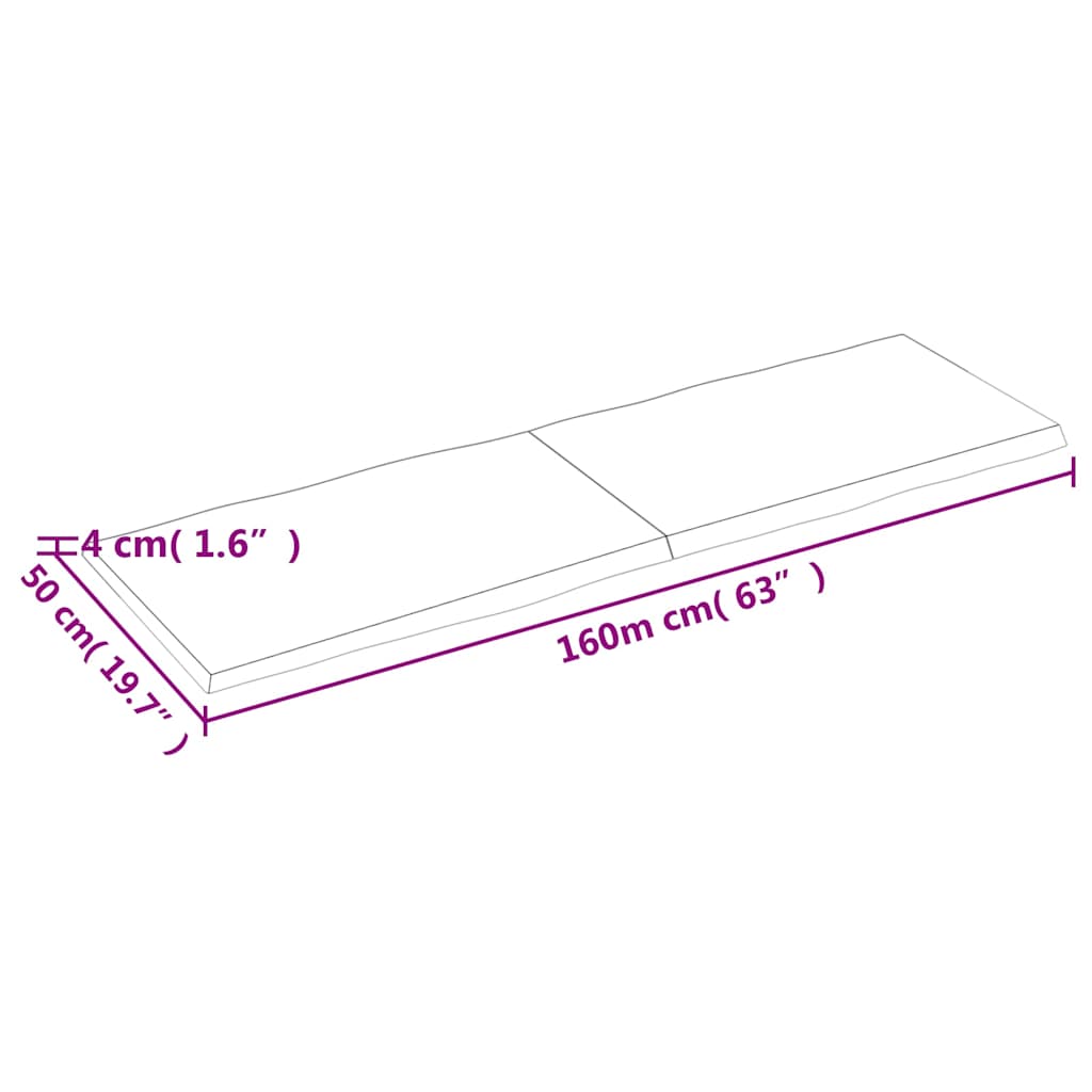 Table Top Light Brown 160x50x(2-4) cm Live Edge