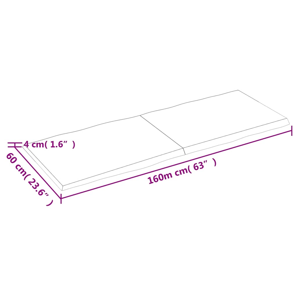 Table Top Light Brown 160x60x(2-4) cm Live Edge