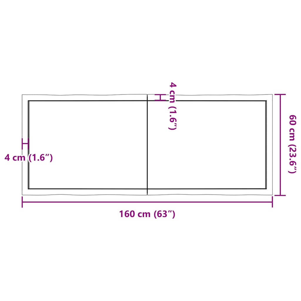 Table Top Light Brown 160x60x(2-4) cm Live Edge