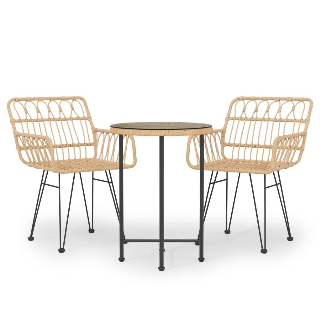 3 Piece Garden Dining Set Poly Rattan