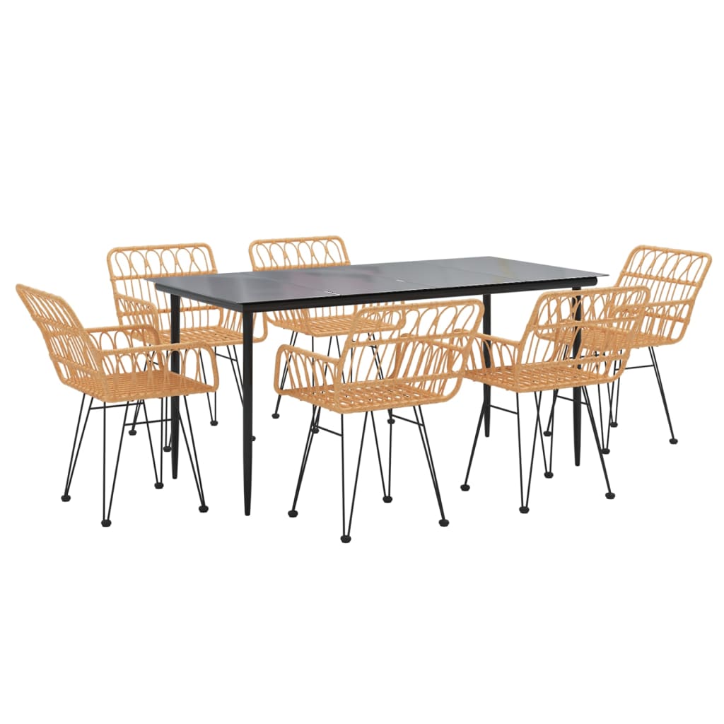 7 Piece Garden Dining Set Poly Rattan