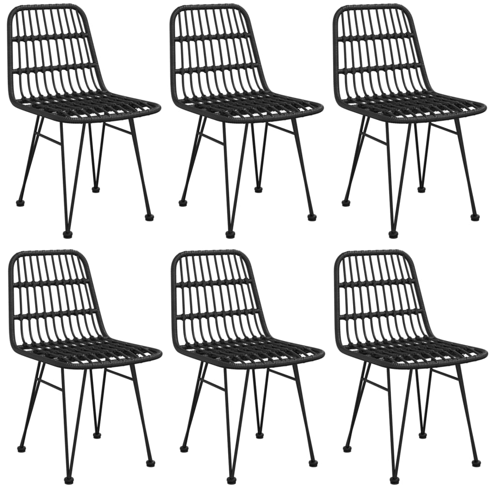 7 Piece Garden Dining Set Black Poly Rattan