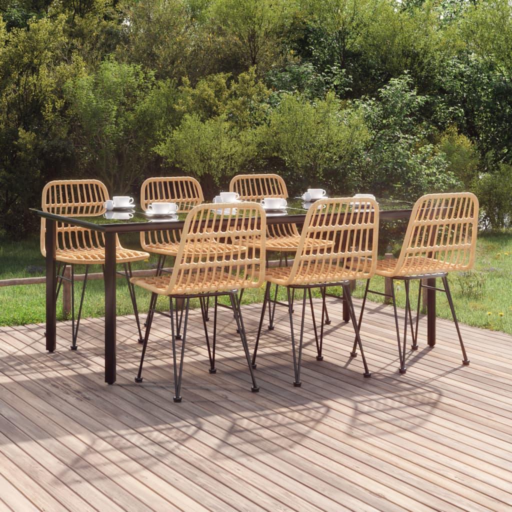 7 Piece Garden Dining Set Poly Rattan