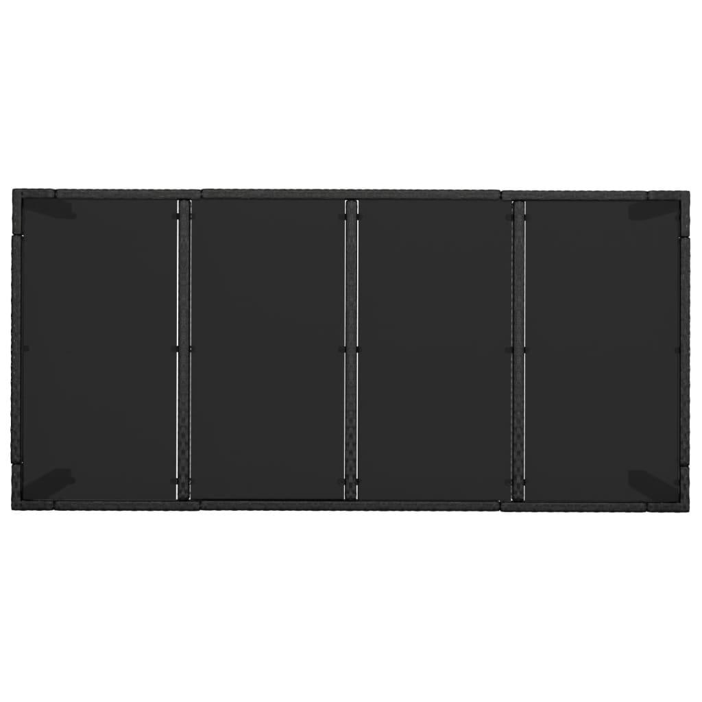 7 Piece Garden Dining Set with Cushions Black Poly Rattan