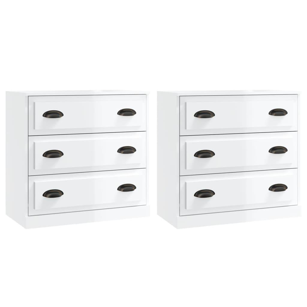 Sideboards 2 pcs High Gloss White Engineered Wood