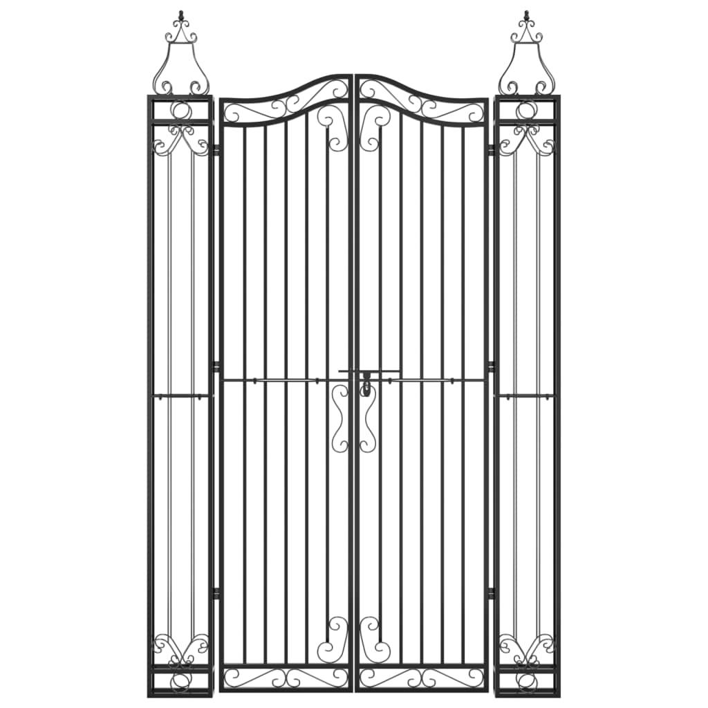 Garden Gate Black 121x8x200 cm Wrought Iron