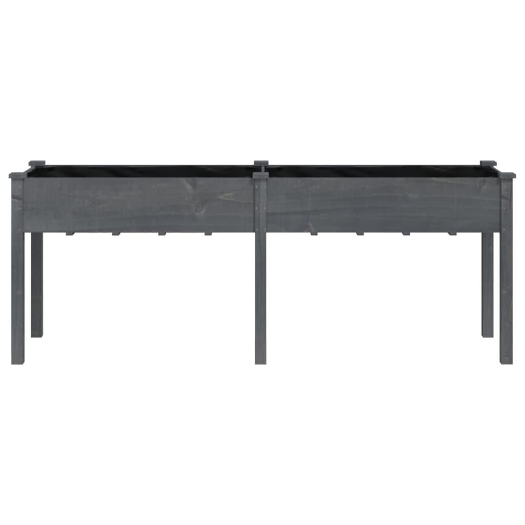 Planter with Liner Grey 203x53x76 cm Solid Wood Fir