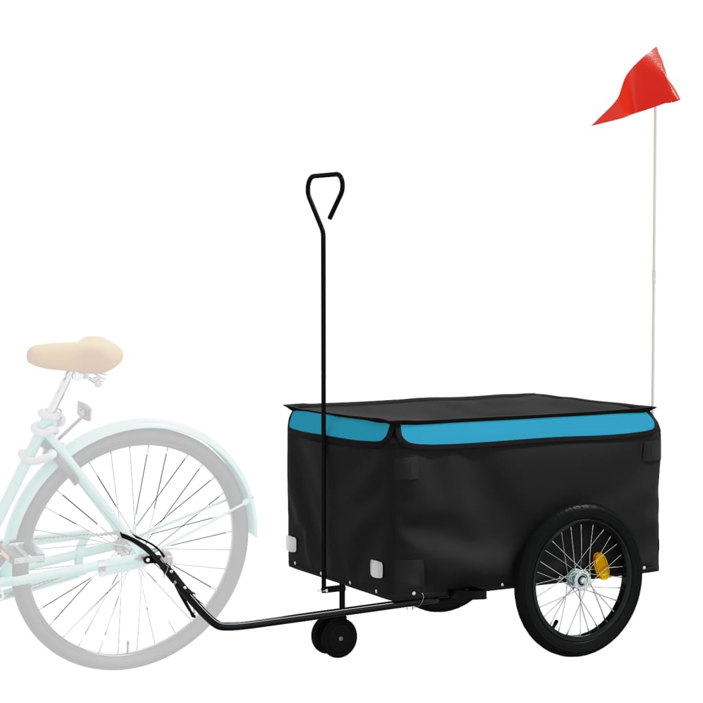 Bike Trailer Black and Blue 45 kg Iron