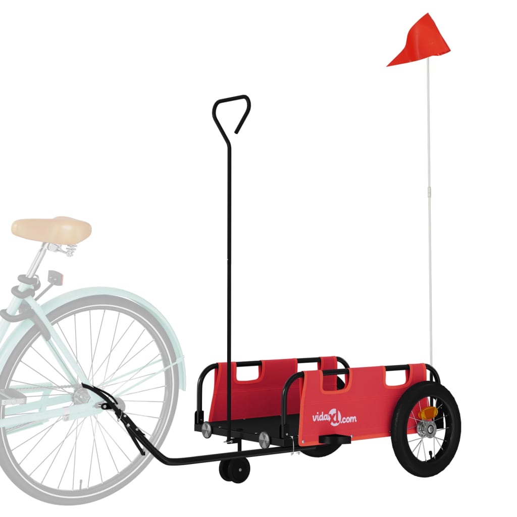 Bike Trailer Red Oxford Fabric and Iron