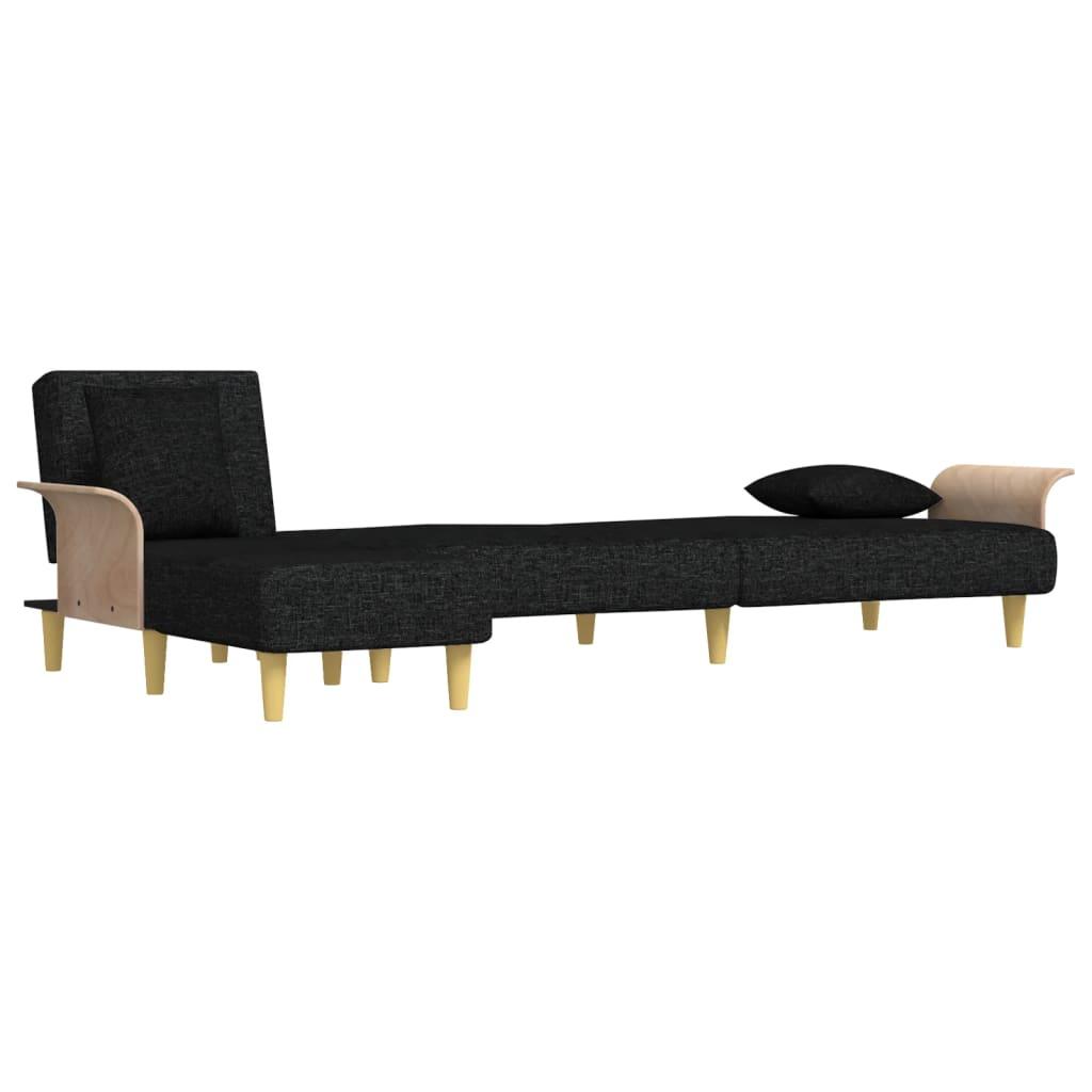 L-shaped Sofa Bed Black 279x140x70 cm Fabric