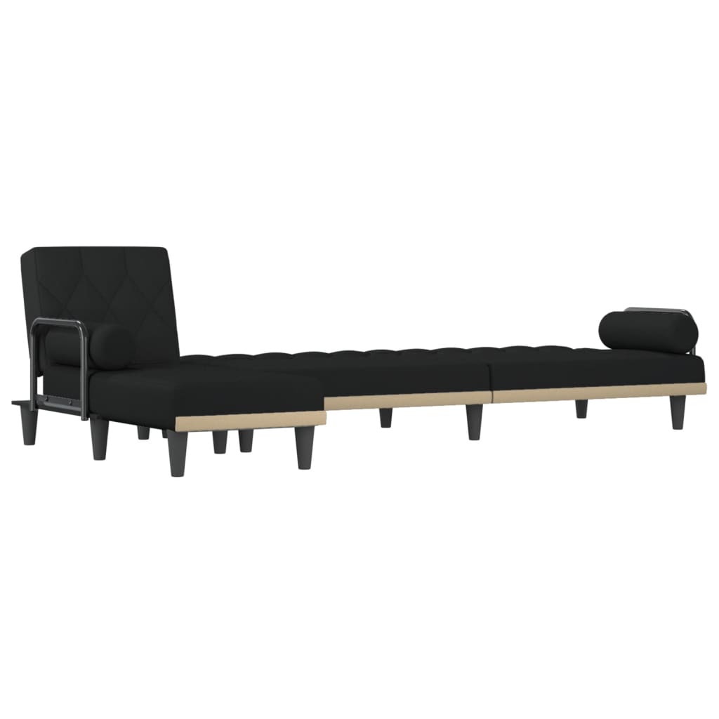 L-shaped Sofa Bed Black 260x140x70 cm Fabric
