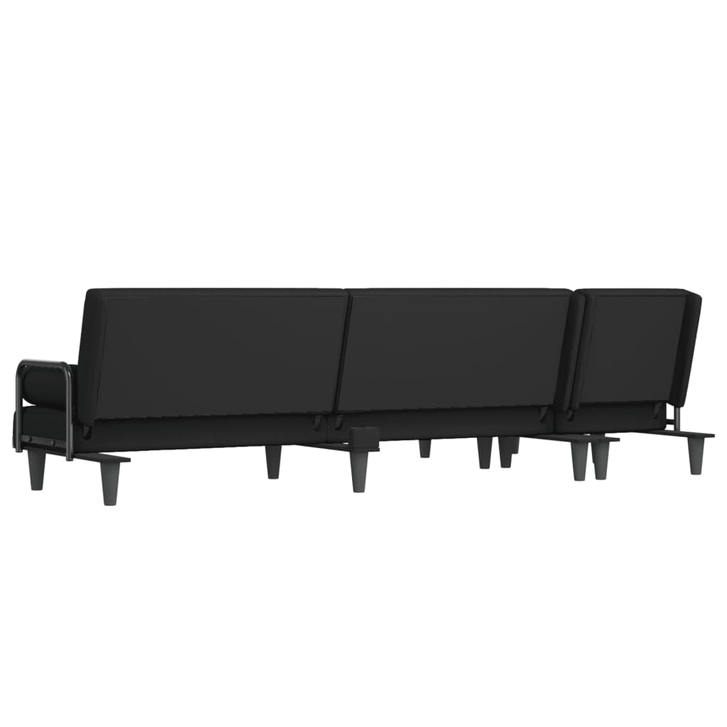 L-shaped Sofa Bed Black 260x140x70 cm Fabric