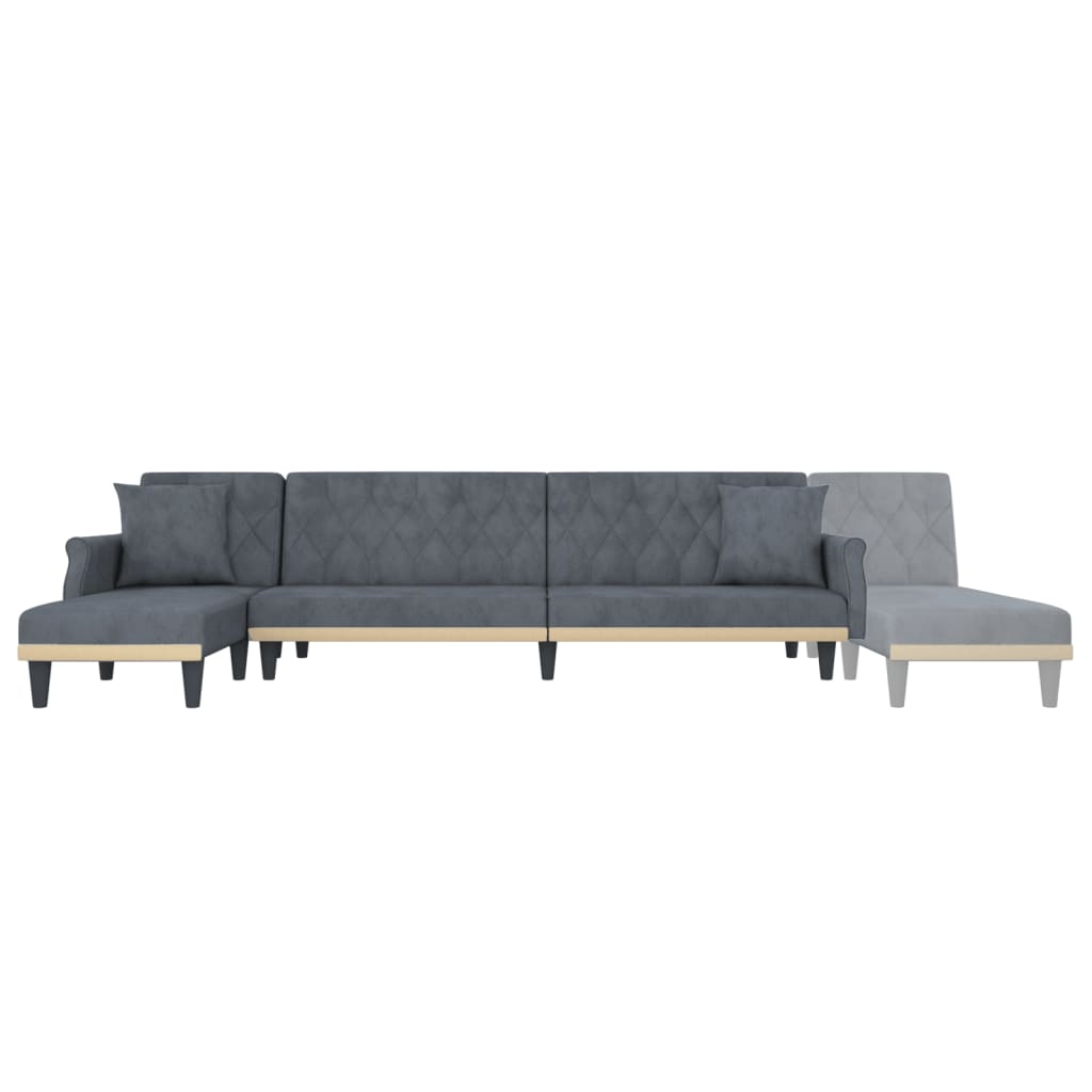 L-shaped Sofa Bed Dark Grey 271x140x70 cm Velvet