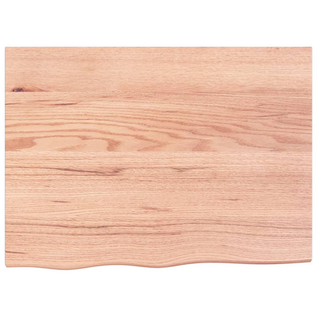 Table Top Light Brown 80x60x4 cm Treated Solid Wood Oak