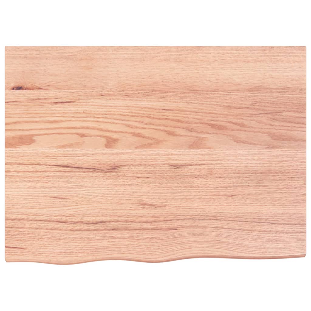 Table Top Light Brown 80x60x4 cm Treated Solid Wood Oak
