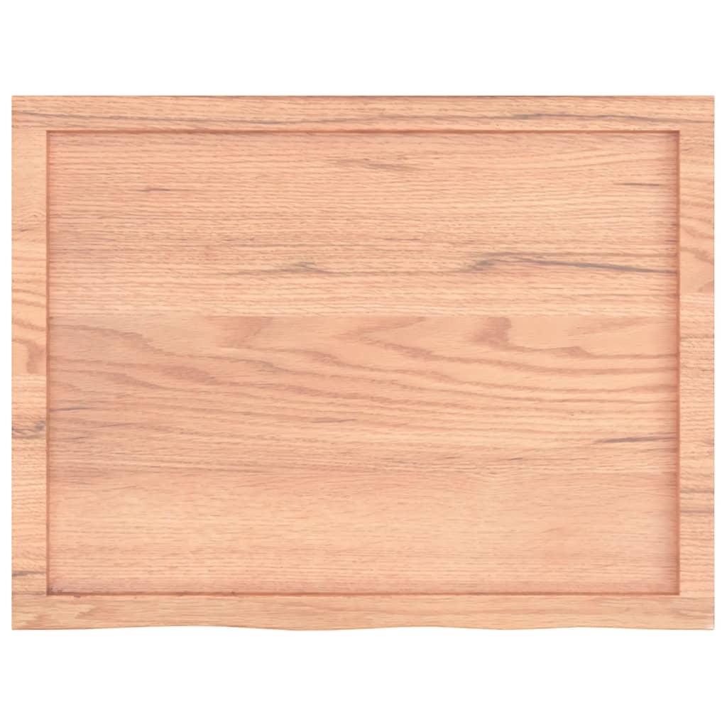 Table Top Light Brown 80x60x4 cm Treated Solid Wood Oak