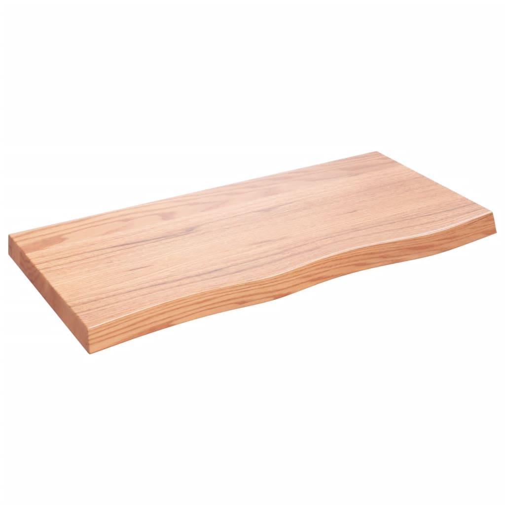 Table Top Light Brown 100x50x6 cm Treated Solid Wood Oak