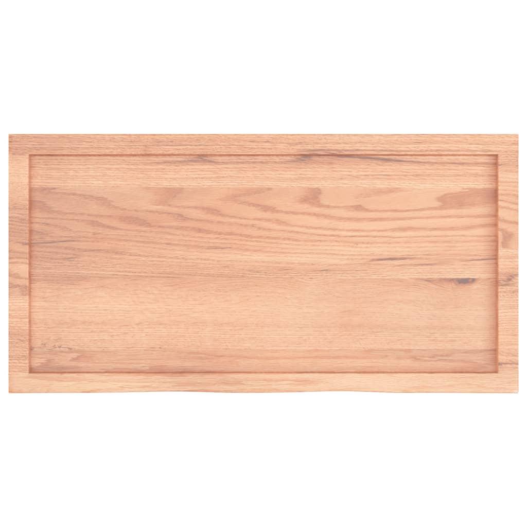 Table Top Light Brown 100x50x6 cm Treated Solid Wood Oak