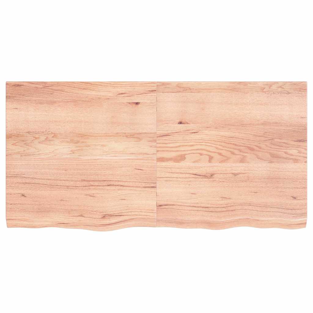 Table Top Light Brown 120x60x4 cm Treated Solid Wood Oak