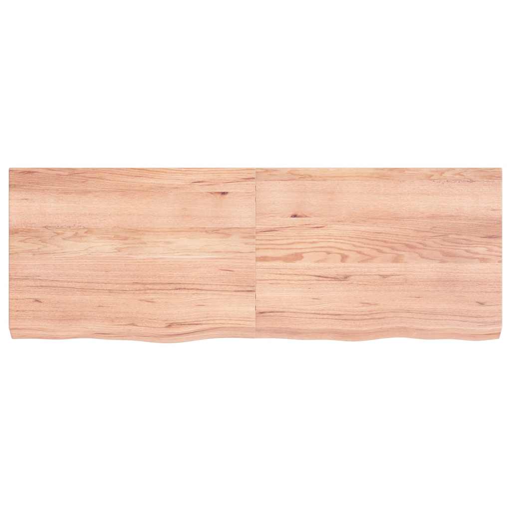 Table Top Light Brown 140x50x6 cm Treated Solid Wood Oak