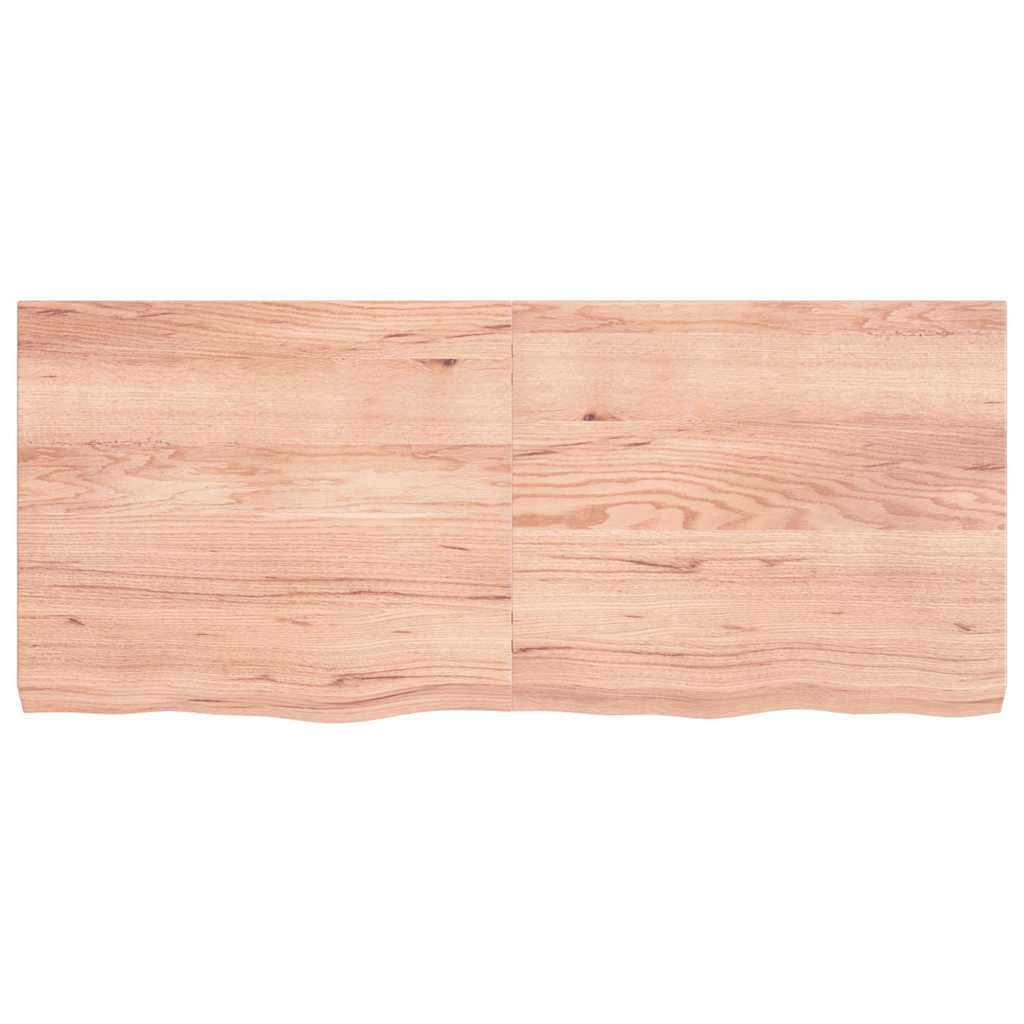 Table Top Light Brown 140x60x6 cm Treated Solid Wood Oak