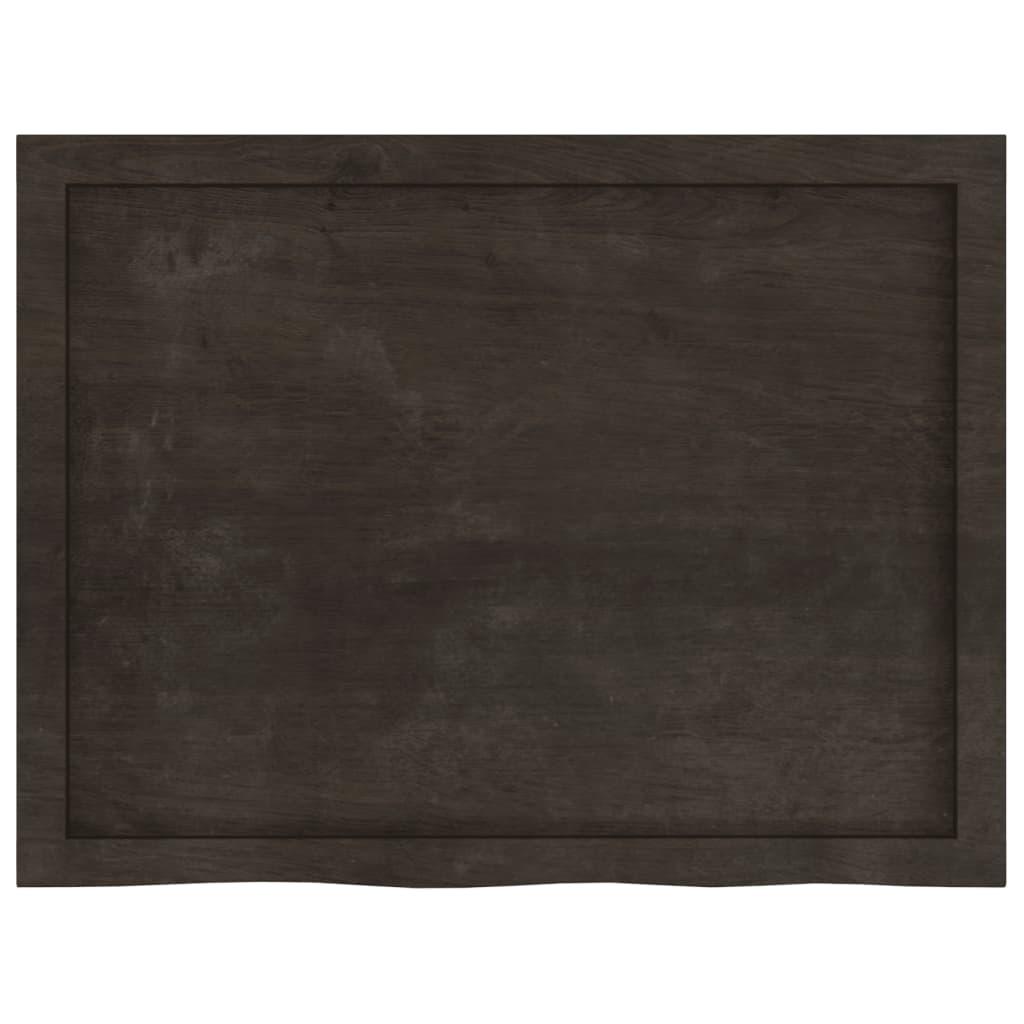 Table Top Dark Brown 80x60x4 cm Treated Solid Wood Oak