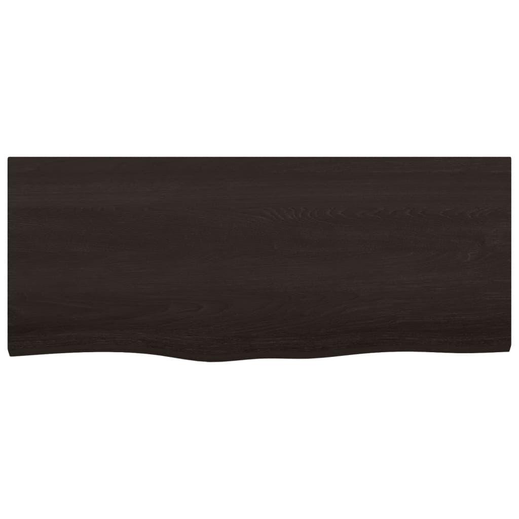 Table Top Dark Brown 100x40x4 cm Treated Solid Wood Oak