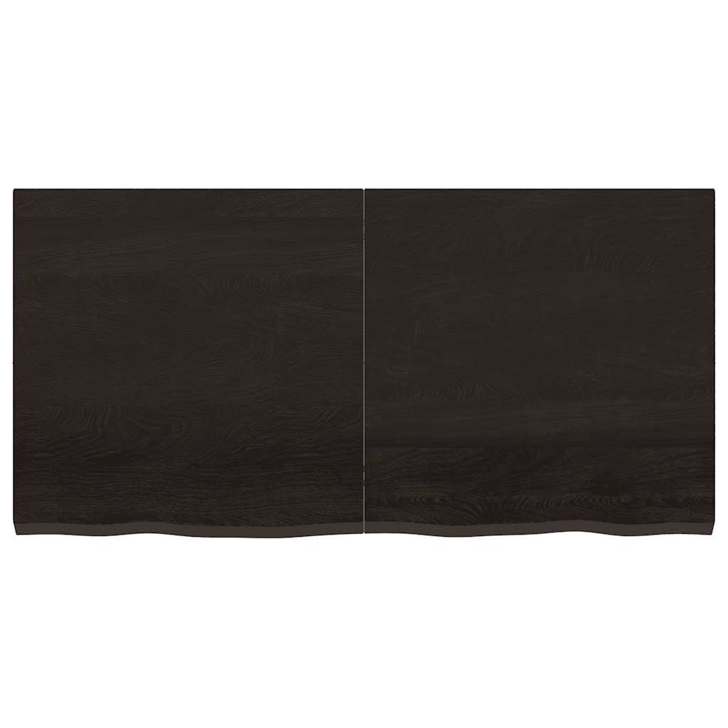 Table Top Dark Brown 120x60x4 cm Treated Solid Wood Oak