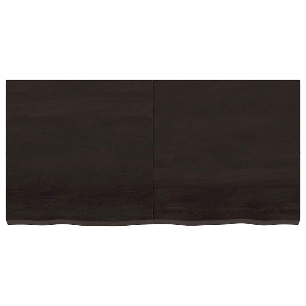Table Top Dark Brown 120x60x6 cm Treated Solid Wood Oak