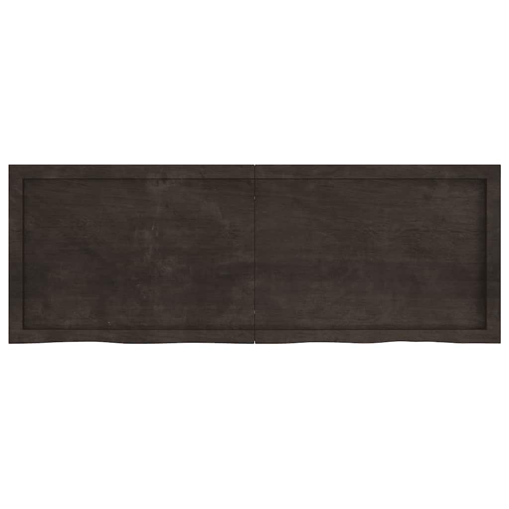 Table Top Dark Brown 140x50x4 cm Treated Solid Wood Oak