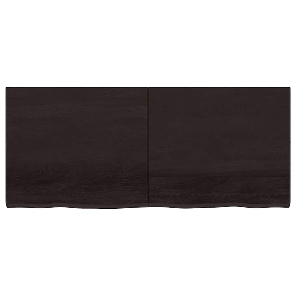Table Top Dark Brown 140x60x4 cm Treated Solid Wood Oak