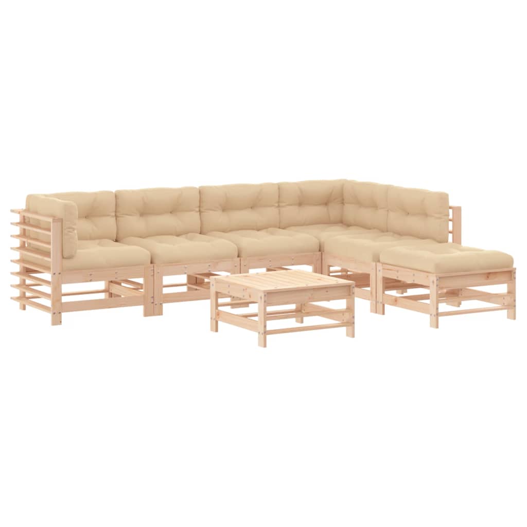 7 Piece Garden Lounge Set with Cushions Solid Wood