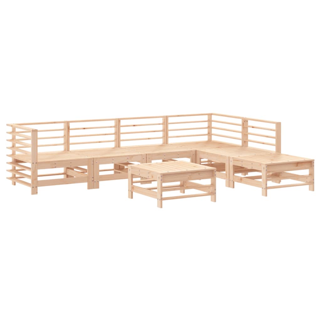 7 Piece Garden Lounge Set with Cushions Solid Wood