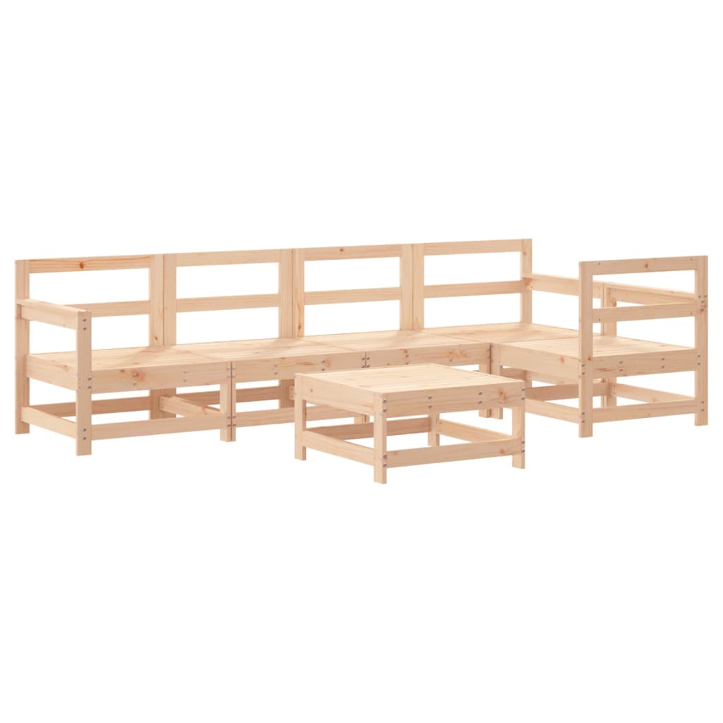 6 Piece Garden Lounge Set with Cushions Solid Wood