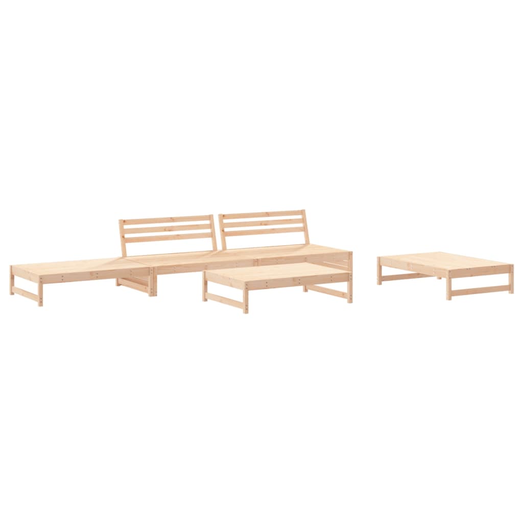 5 Piece Garden Lounge Set with Cushions Solid Wood